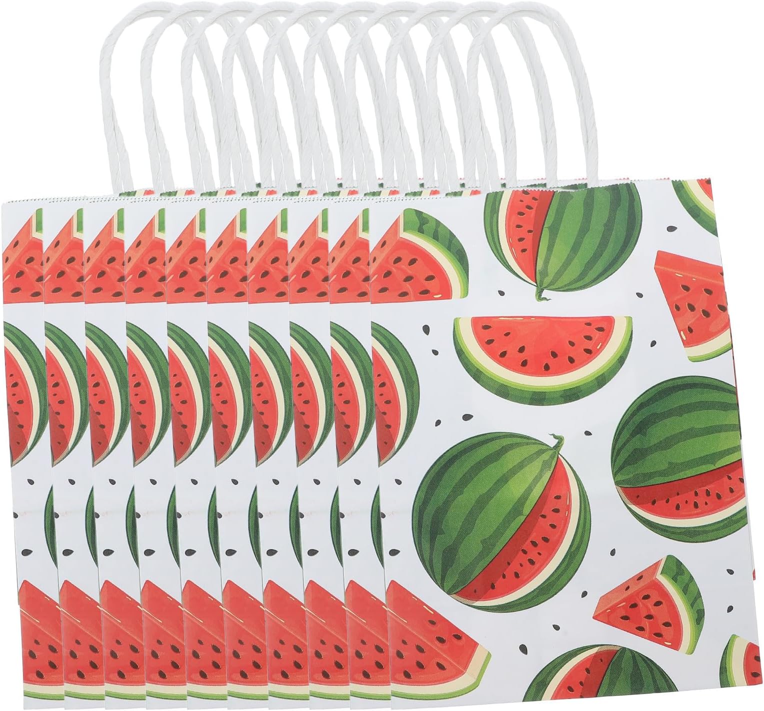 HAPINARY Watermelon Candy Bags 12Pcs with Handles for Summer Fruit Birthday Party Lightweight Paper Bags for Snacks and Treats