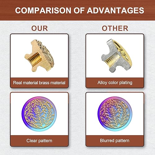 Miniatura 3 de MAYJOYDIY Sello botánico de cera de hojas de 1.181 in, sello de cabeza de latón extraíble para invitación de boda, envoltura de regalos, sobres,