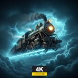 ✔ Cinematic flying steam train with electric lightning effects