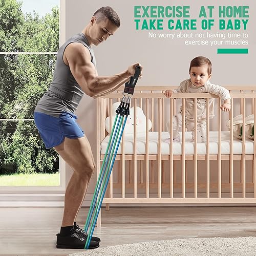 Miniatura 7 de WALITO Resistance Bands Set - 150lbs200lbs250lbs Exercise Resistance Bands with Handles 5 Tube Fitness Bands with Door Anchor Elastic Bands for