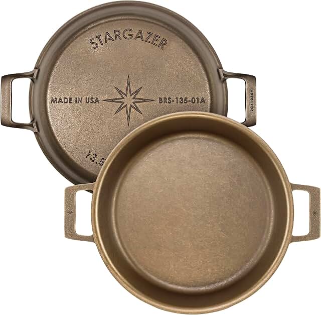 Stargazer 13.5-Inch Cast Iron Skillet | Made in USA, Seasoned, Premium F...