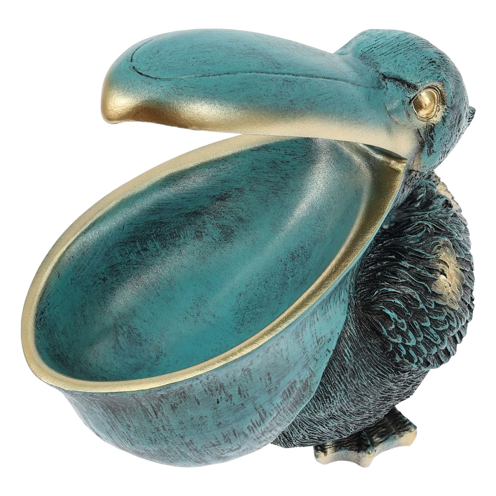Zejexxb Green Pelican Key Holder Statue, Creative Resin Big Mouth Bird Figurine For Entryway Table, Fun Animal Candy Dish And Catchall Tray, Unique Decorative Bowl For Keys Wallet Phone Home Office Decor(Green)