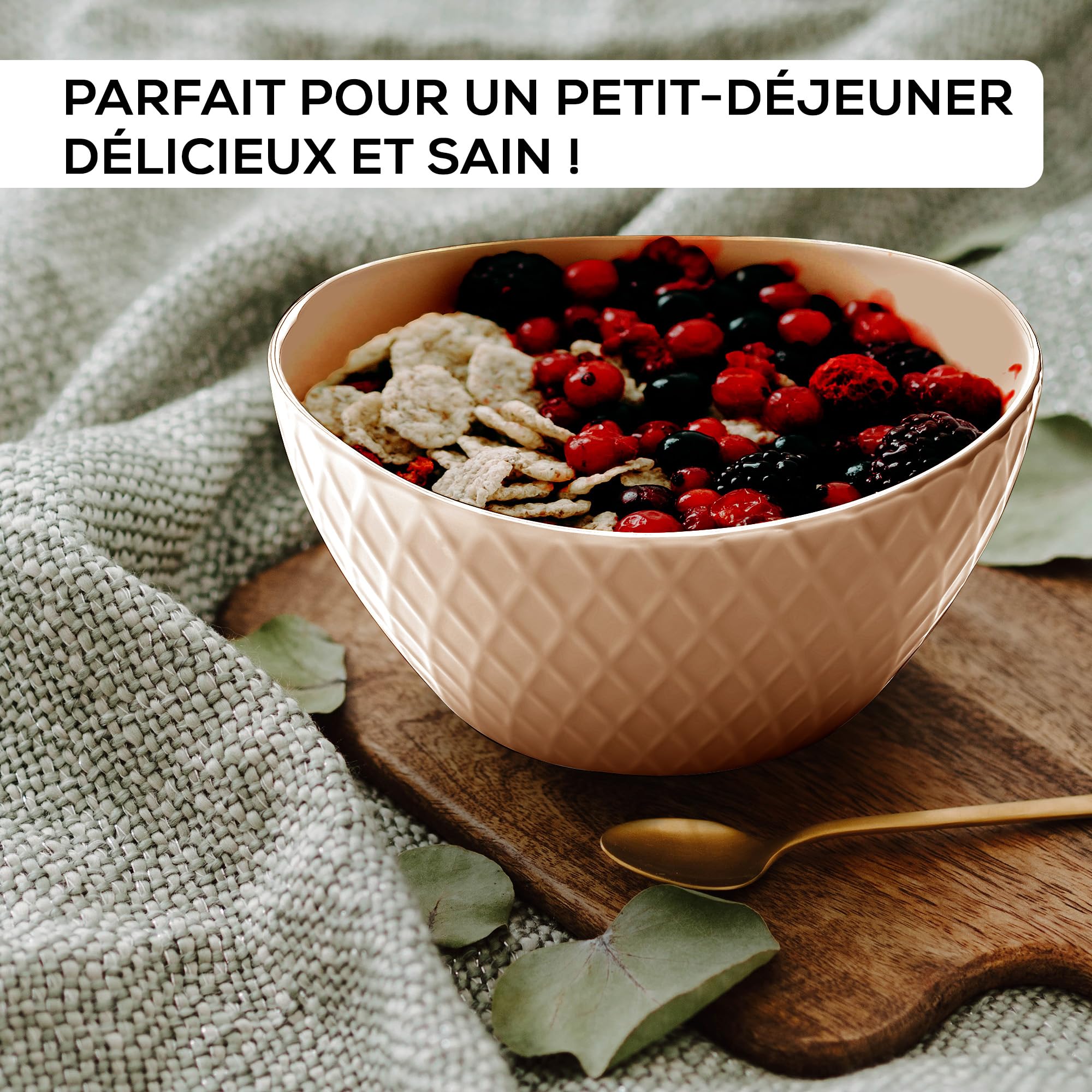 MIAMIO - lot de 6 bols céramiques 800 ml Palmanova (Rouge) pour cuisine | Bols en céramique pour céréales, salade et pâtes, 800 ml, Palmanova (Rouge). Pratique pour les repas et boissons à la maison.