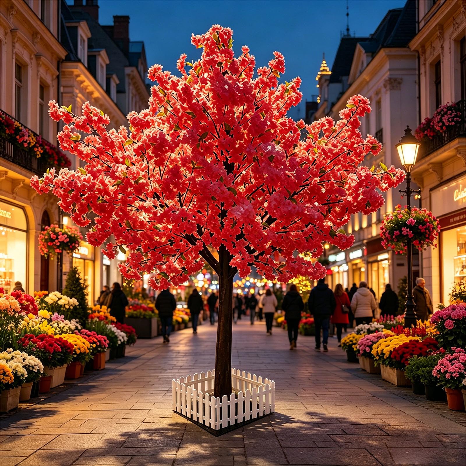 KüNstliche KirschblüTenbäUme Wunschbaum Innendekoration Handgefertigt KüNstlicher Baum Mit NatüRlichem Holzstamm Und Lebensechten Blumen FüR Zuhause BüRo Party,003,250 * 250cm/98.4 * 98.4in