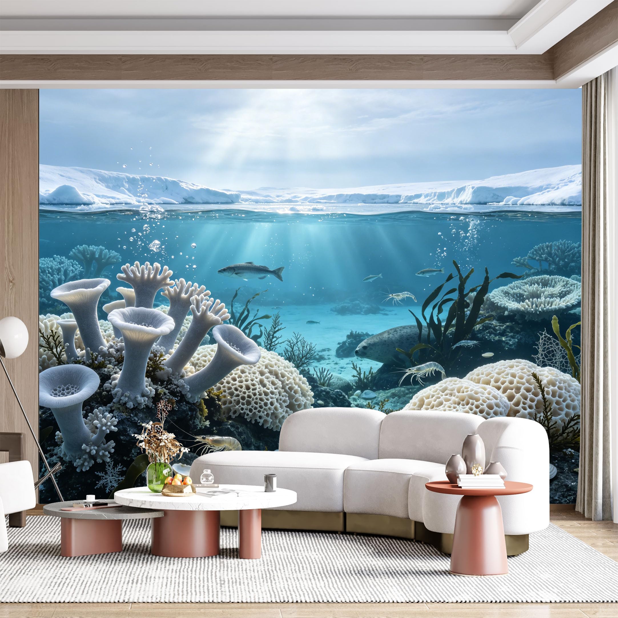 Custom Size Wall Mural Arctic Ocean Coral Reef Underwater Wildlife Marine Life Sealife Realistic Seascape SelfAdhesive Wall Fabric Removable for Home Office Decor