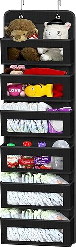 Miniatura 1 de Simple Houseware - Organizador de 6 bolsillos con ventana transparente para colgar en la puerta o pared, negro