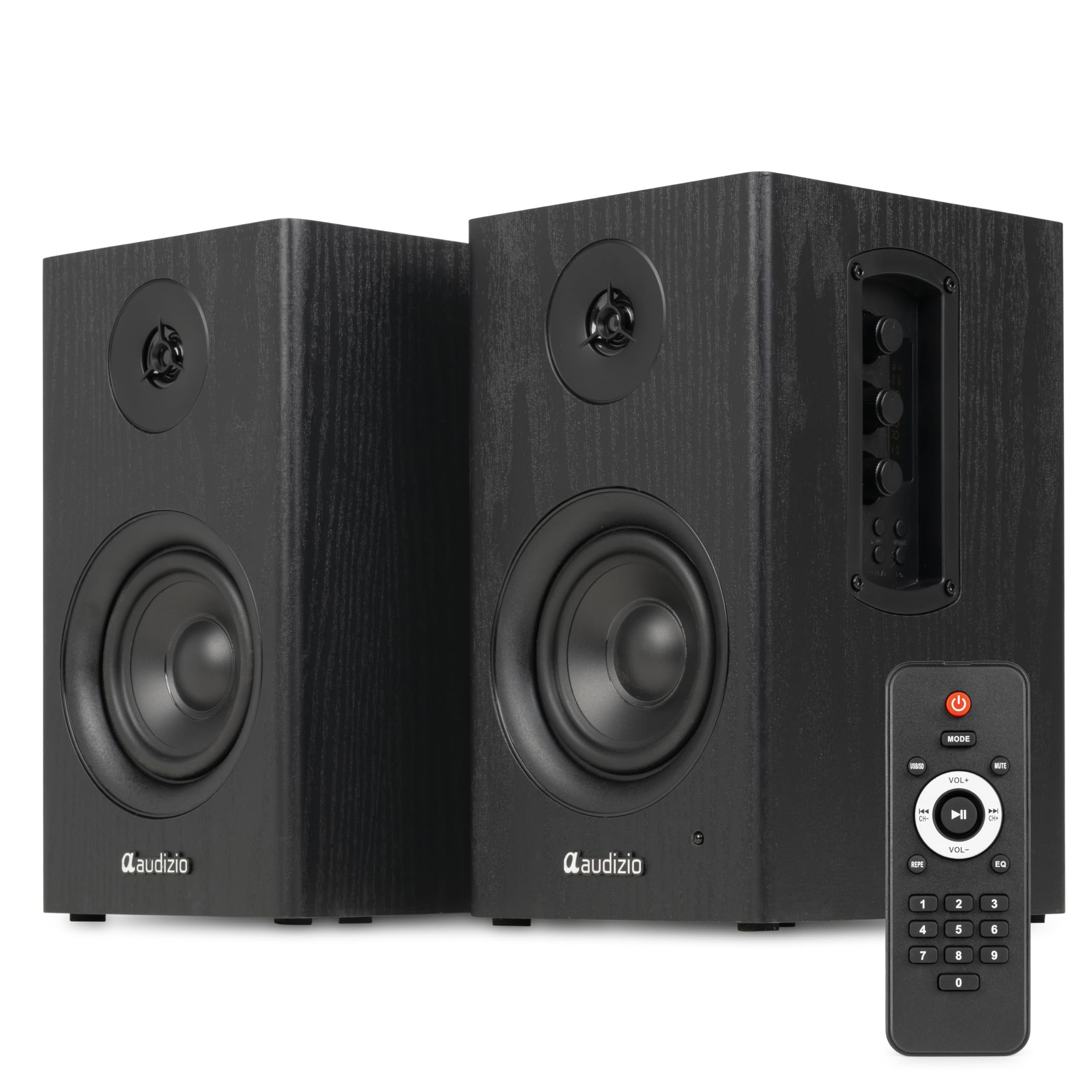 Audizio BS15 – Altavoces Activos de estantería 60W con Bluetooth 5.3, HDMI ARC, RCA, USB y MicroSD, Equipo HiFi para casa, Home Cinema y Altavoces para Tocadiscos Vinilo y Ordenador, Color Negro