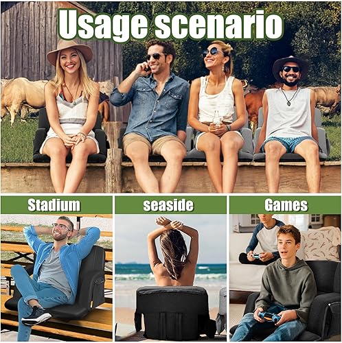 Miniatura 7 de Sillas de Gradas Extra Anchas con Respaldo y Cojín Sillas de Estadio Plegables, Diseño Estilo Sofá, 6 Posiciones Reclinables Asientos de Gradas