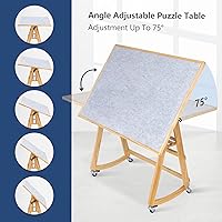 Vista 4 de LAVIEVERT Mesa de rompecabezas inclinable de 1500 piezas con patas y alfombrilla de cubierta, caballete de rompecabezas ajustable