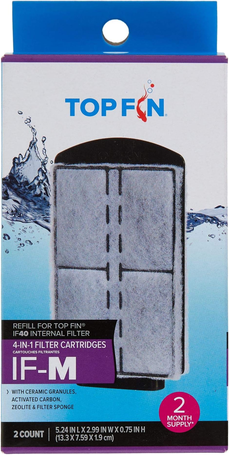 Top Fin4-in-1 Internal Filter Cartridges IF-M (Medium) Refill for IF40 Internal Filter (2 Count)