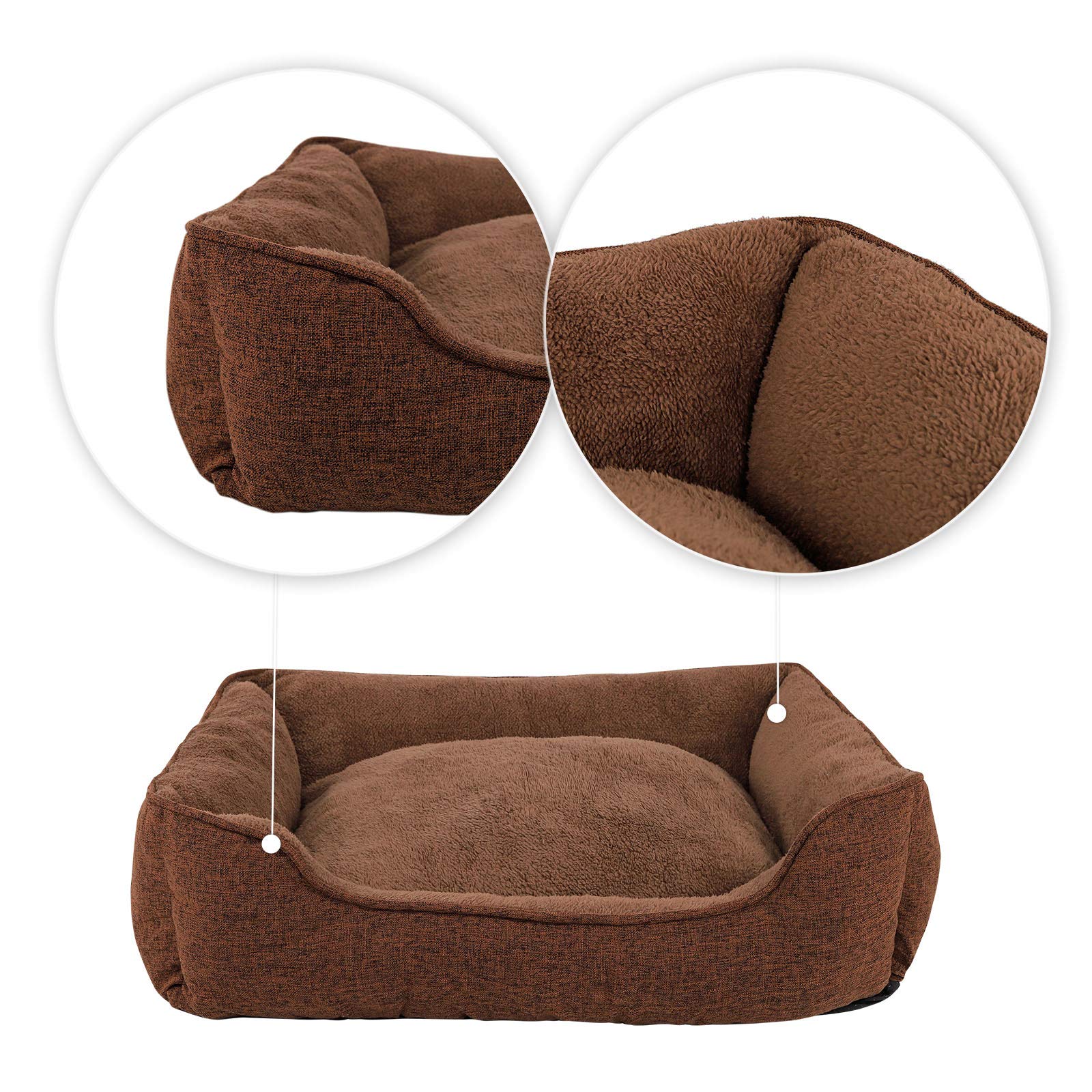 lionto Lettino Cani, mélange Cuscino, Rivestimento sfoderabile, (M) 90 x 75 cm, marrone