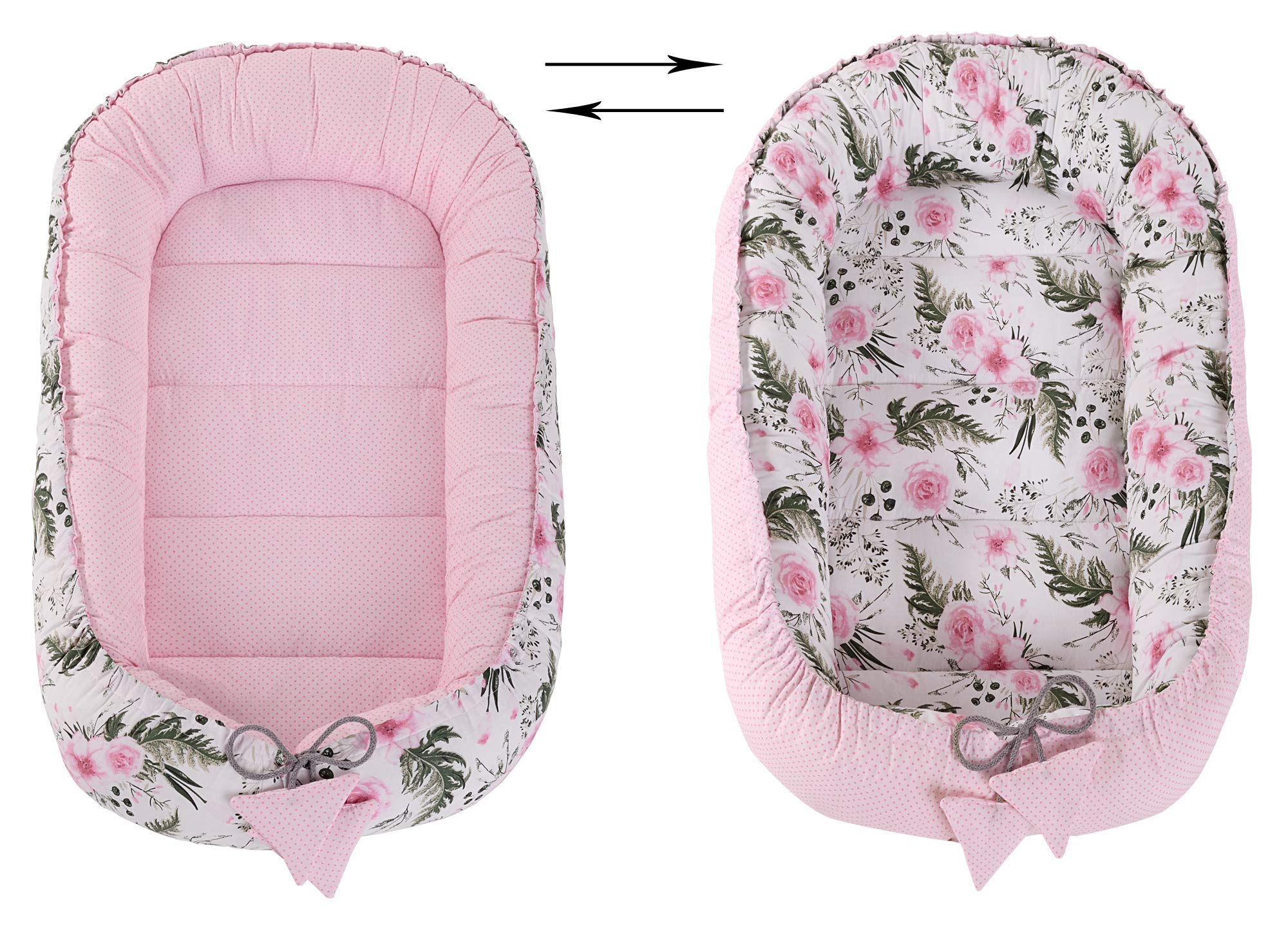 Medi Partners Lit pour Chat Chien 75x60x10cm Couchage Petit Moyenne Oreiller Douillet Chats Nest (Rose Fleurs)