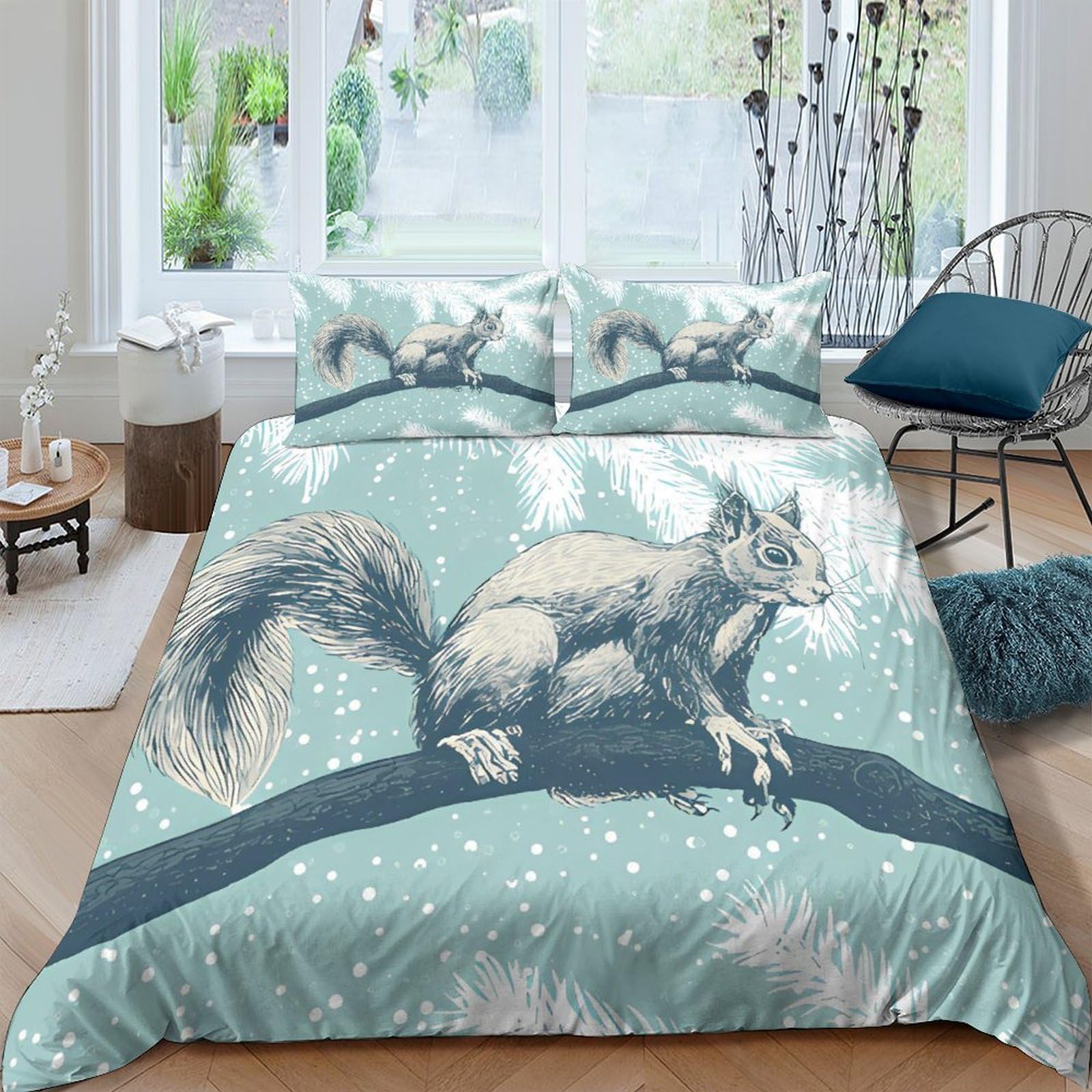 Housse de couette imprimé écureuil 3D, cadeau idéal pour lit double 200x200
