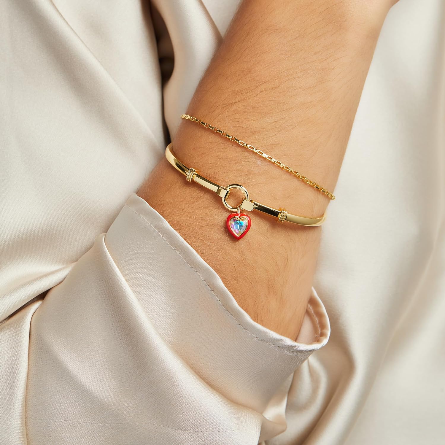 Alex and Ani Crystal Heart Clip Bangle - Image 4