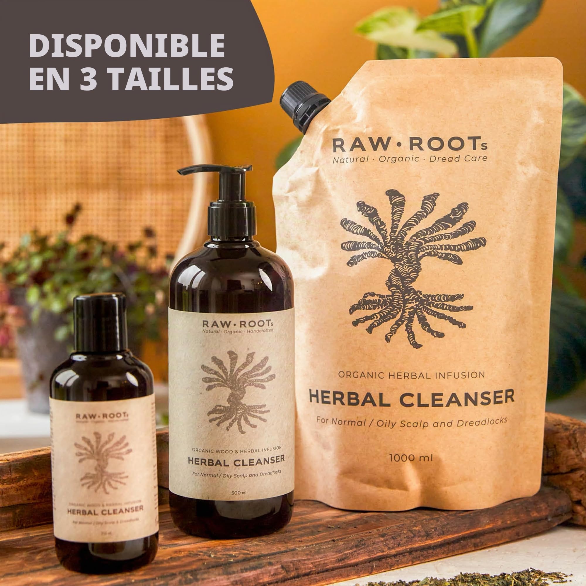 RAW ROOTs Herbal Cleanser 500ml | Shampooing Naturel Herbal Essence pour Dreadlocks & Cheveux Normaux et Gras | Shampooing sans Sulfates, Silicone ni Parabènes