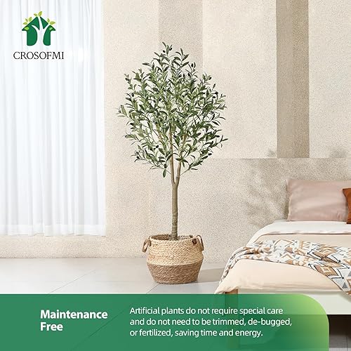 Miniatura 7 de Crosofmi - Olivo artificial en maceta, 5 pies de alto, árbol de seda, planta topiaria, moderna, perfecto para interiores, decoración, exterior,