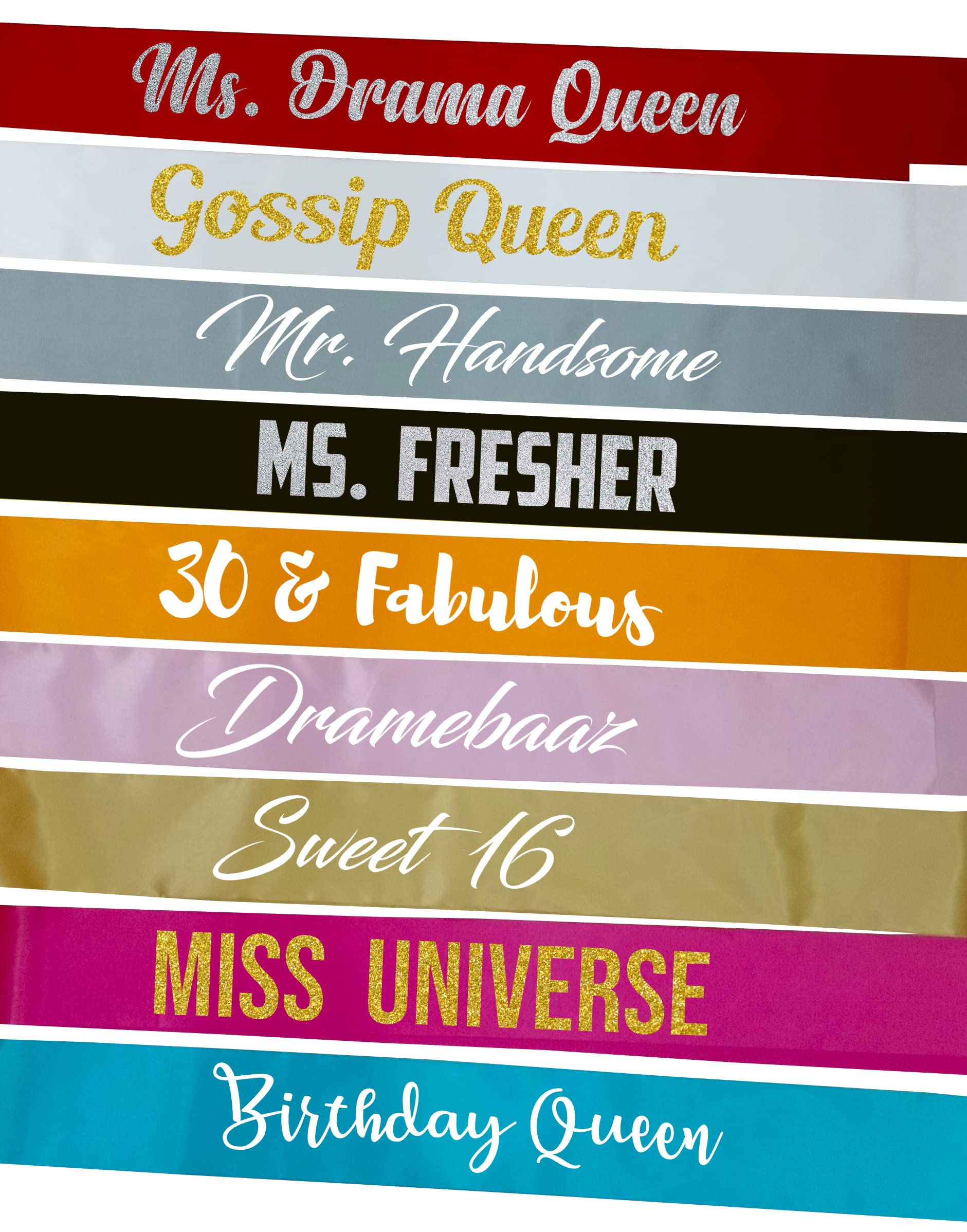 La Festiya Customizable Sash For Fashion Shows, Beauty Peagent, Corporate Functions, College Freshers Party, Bachelor Party, Fun Games, Wedding,satin material