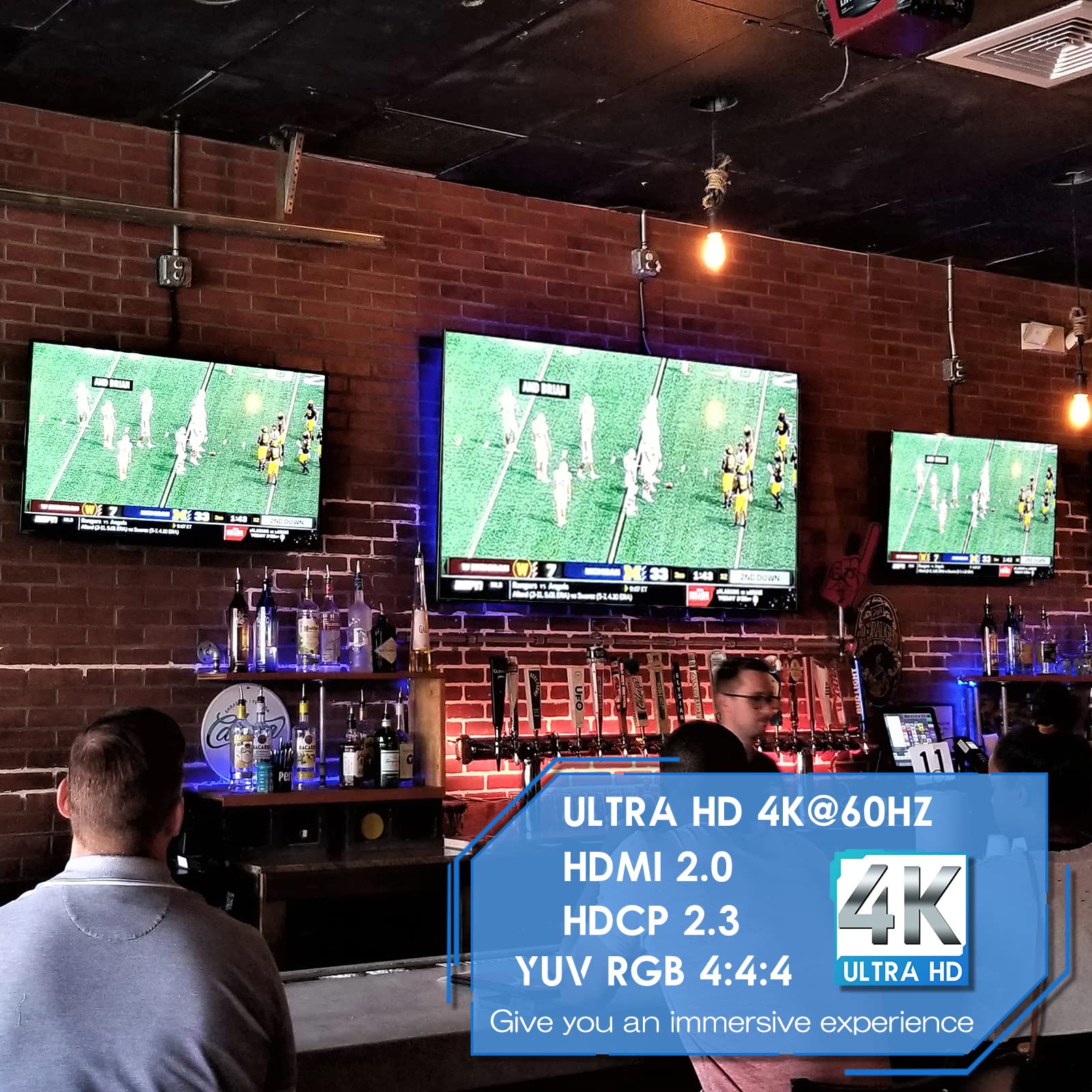 TCNEWCL Splitter HDMI 4K 60Hz 1 in 4 Out, Duplicatore 1080P 120Hz per Display Multipli, Supporta 3D HDCP 2.3 RGB YUV4:4:4