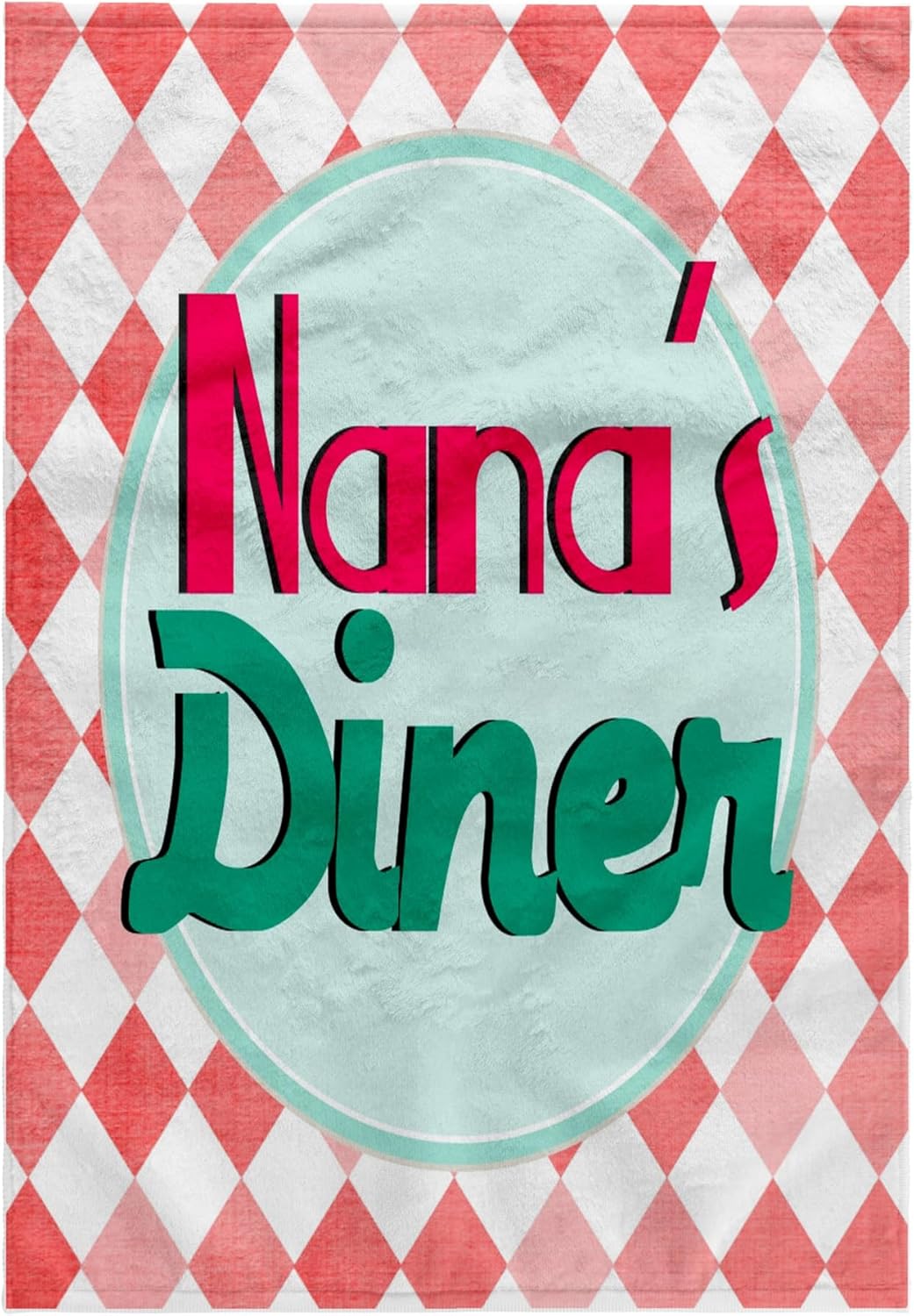 3dRose Nanas Diner Sign on red - Retro hot Pink Turquoise Teal Blue 1950s 50s Fifties Grandmas Kitchen 22x30 Bath Hand Pool Towel
