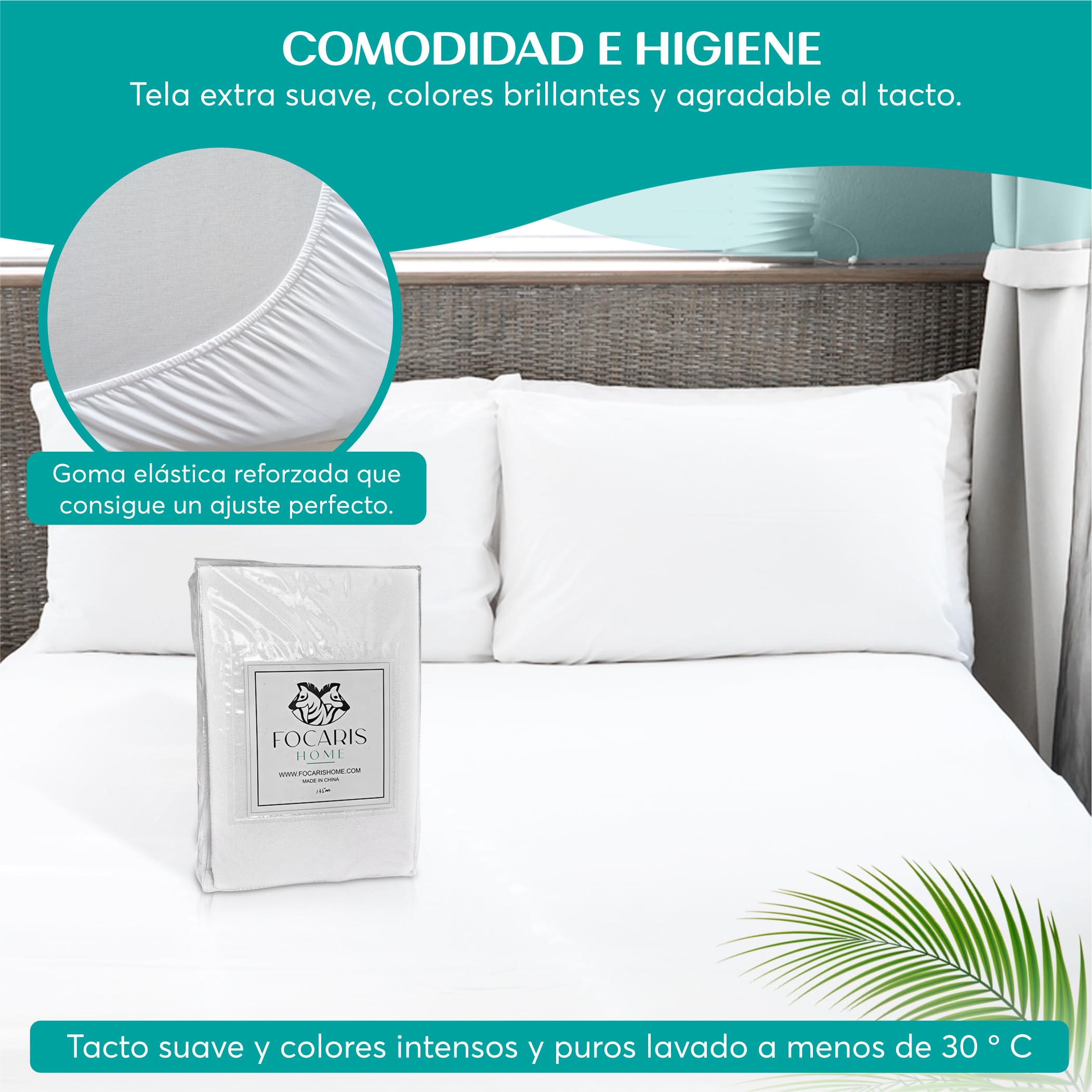 FOCARIS Home Protector de colchón Impermeable y Ajustable Funda Cubre colchon Cama 180x200 cm Grosor 30cm antibacterias/antiácaros Protector 180 colchón 180x200 Packaging presentación Regalo