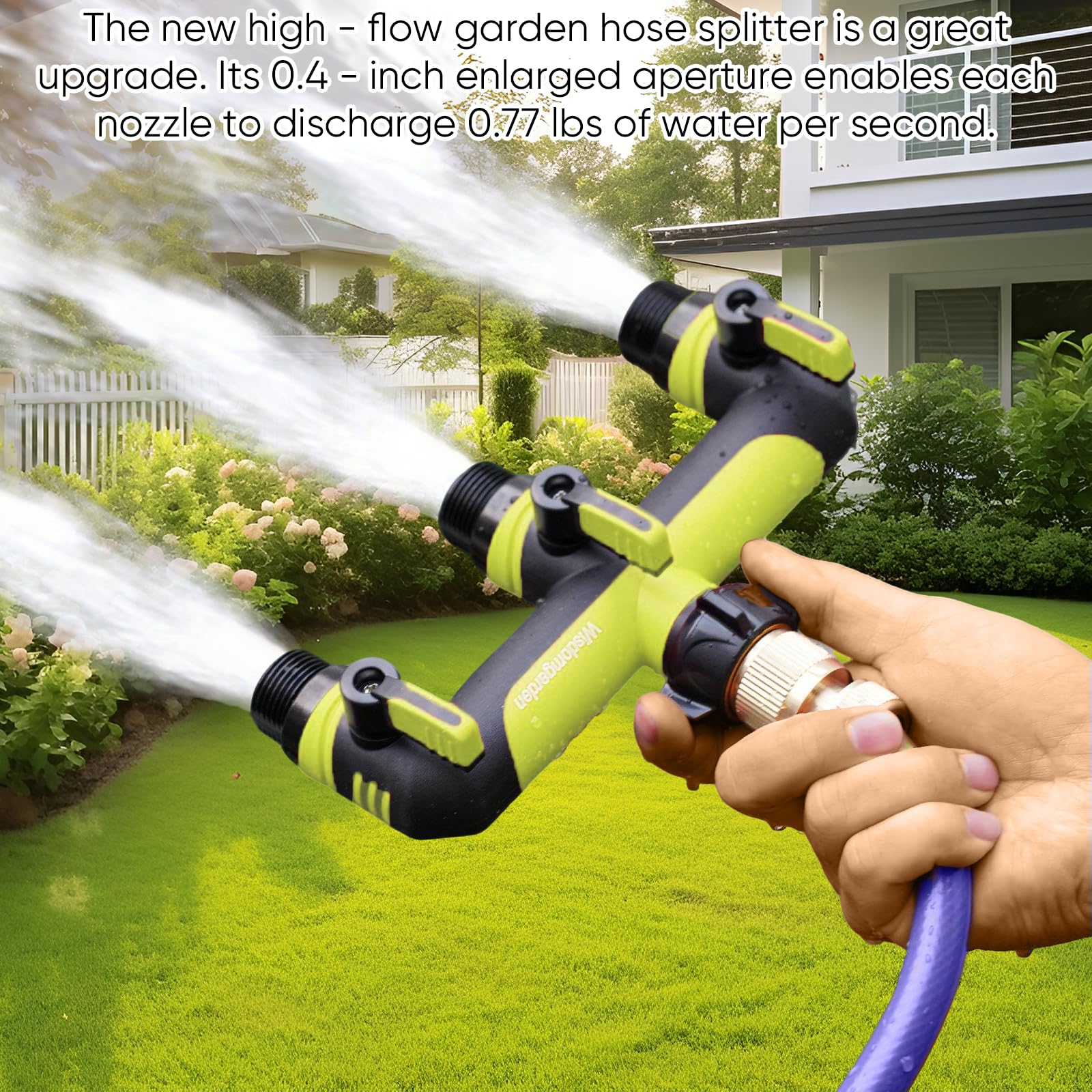 Wisdomgarden Distributore a 3 Vie, distributore dell'Acqua a 3 Vie, Collegamento simultaneo di 3 dispositivi al Rubinetto, Adatto per interruttori di irrigazione e Tubi dell'Acqua, Verde con Nero