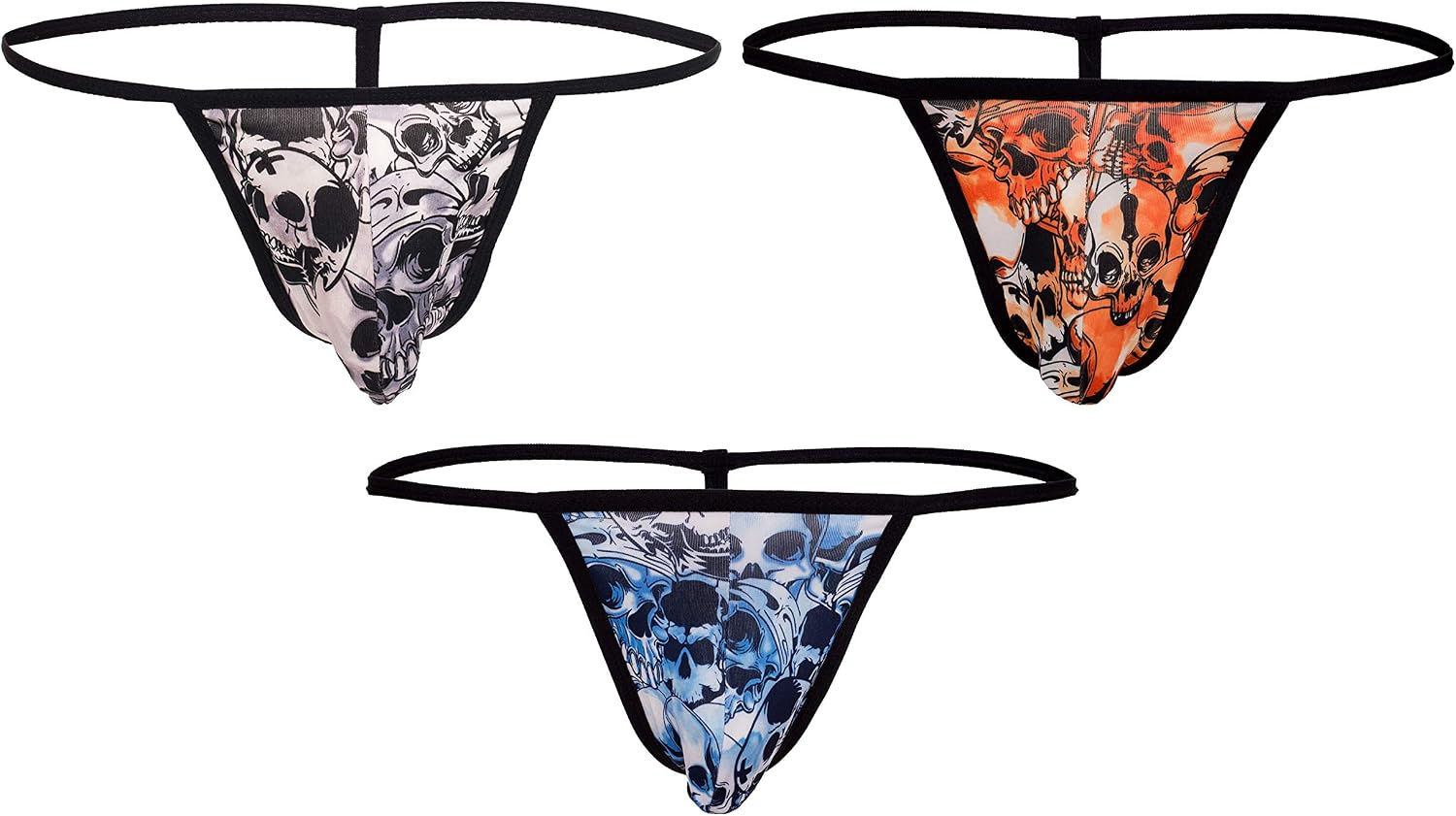 Swbreety Men's Sexy G-String Low Raise T-Back Thong Skull Print Underwear