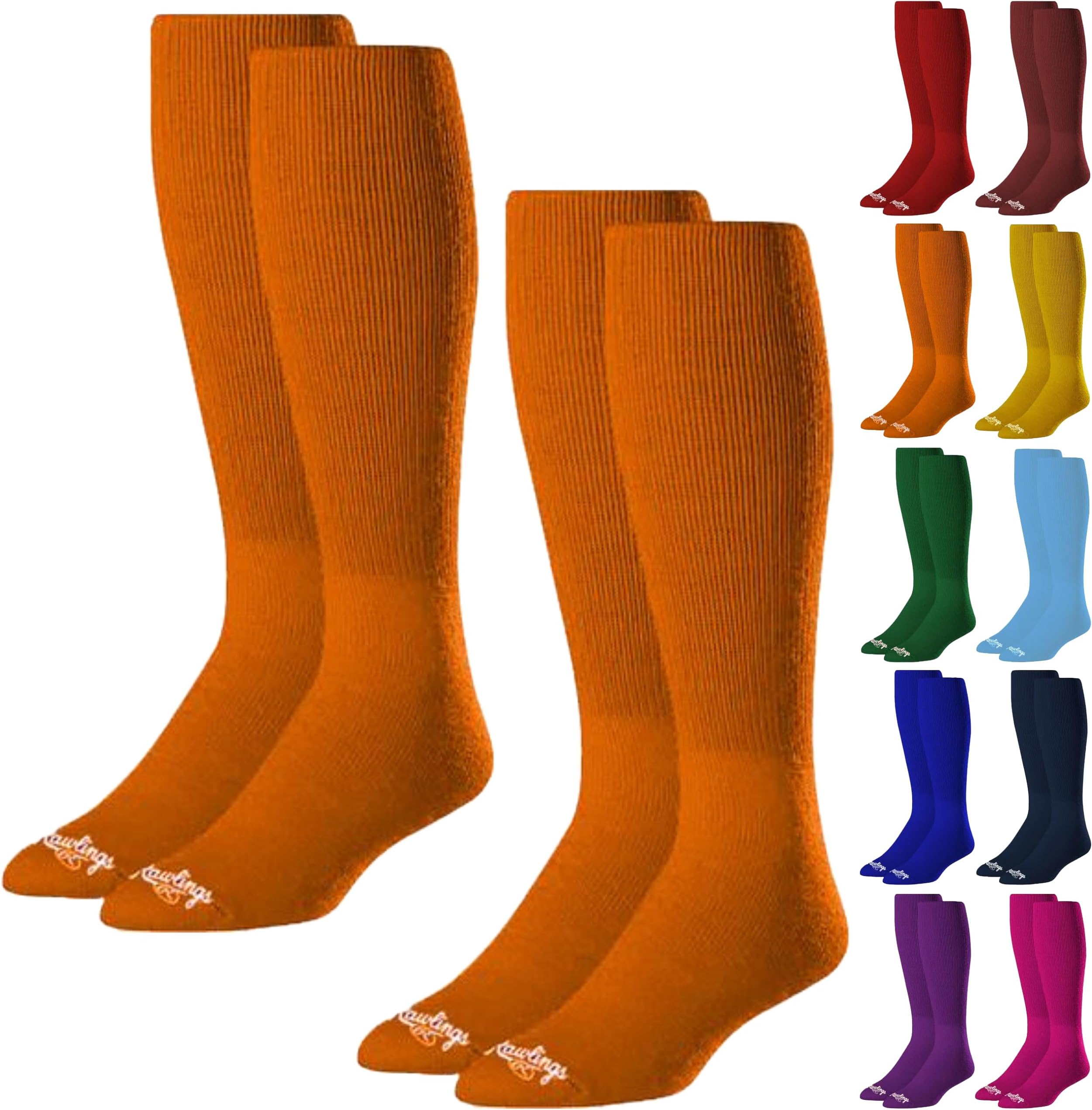 Rawlings | 2 Pair | Athletic Socks | Baseball/Softball | Multiple Sizes/Colors