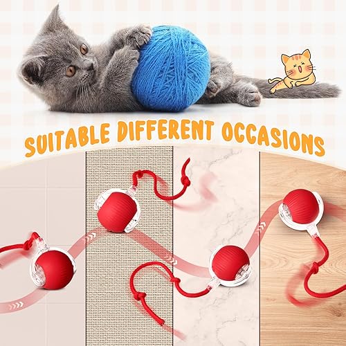 Miniatura 6 de Paquete de 6 bolas interactivas para gatos de 360, automática nueva bola rodante interactiva recargable para Navidad, regalos para gatos, perros,