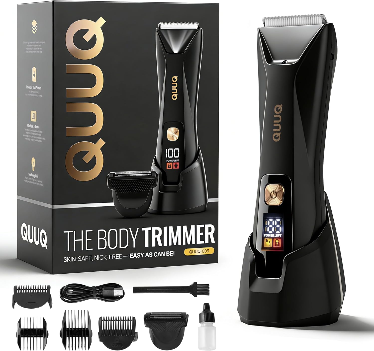 Trimmer for Men - Public Body Hair Trimmer for Men - Manscape - Ball Trimmer Men with Display & Light - IPX 7 Rated Waterproof Groomer kit for Groin Rechargeable with Ceramic Blades with 5 Kit
