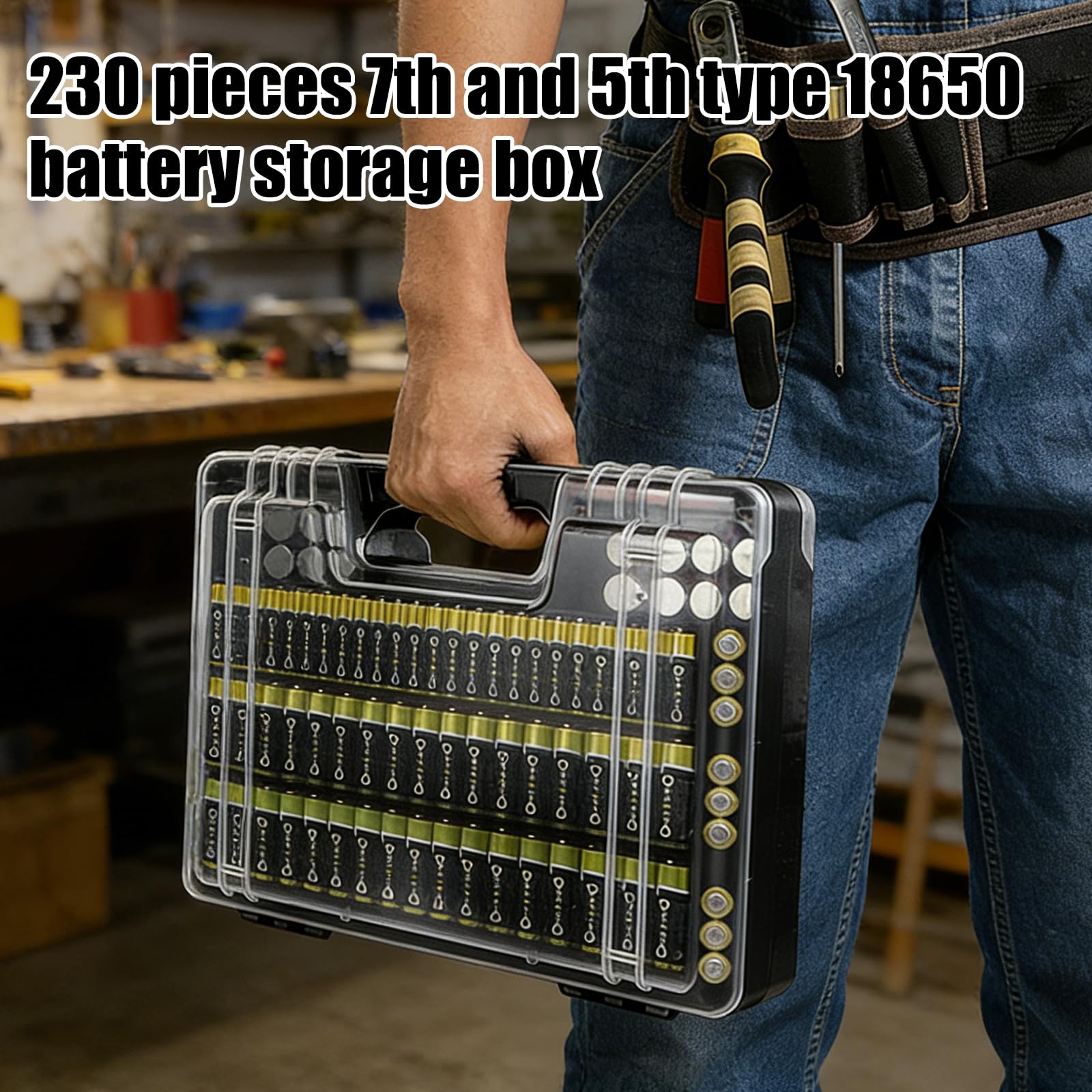 Scatola per batterie con tester 239 pezzi organizer compatibile AAA AA C D 9V nera