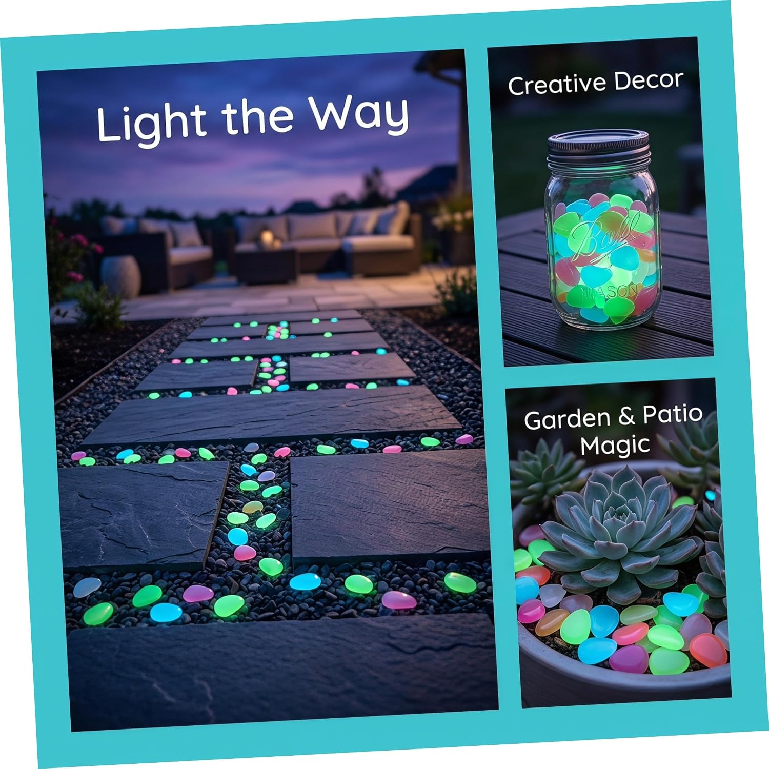 500pcs Resin Glow in Dark Pebbles for Outdoor Pathways