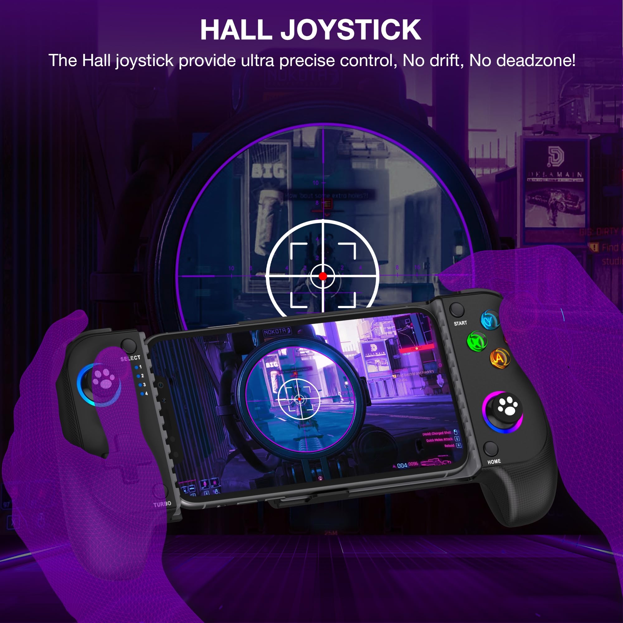 Controller mobile per iPhone, controller per smartphone per Android con joystick ad effetto Hall, controller mobile Bluetooth con supporto per PS Remote Play/Xbox Cloud/MFi Apple Arcade/Roblox