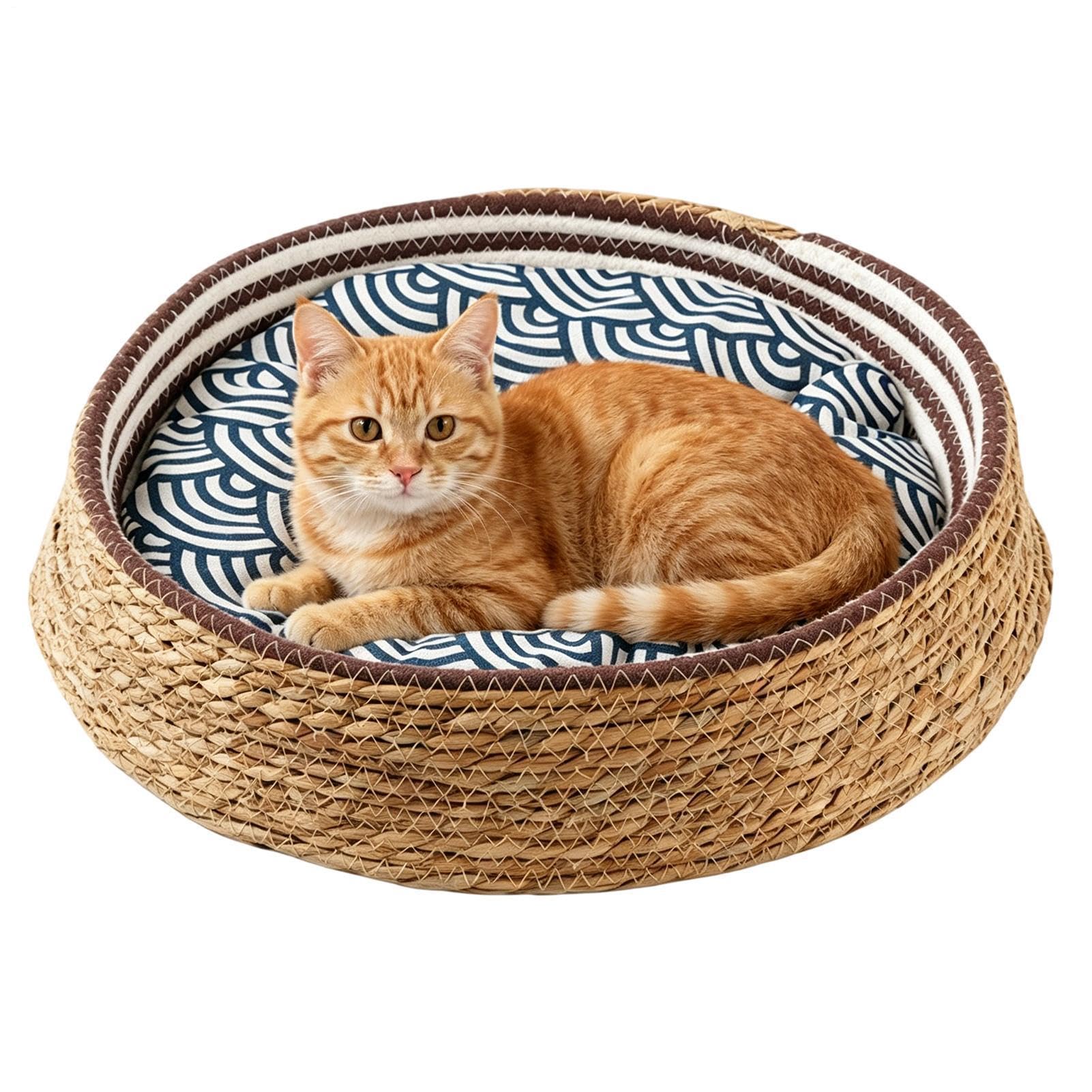 Panier rond 35x35 cm toutes saisons pour animaux de compagnie - Couchage salon et balcon