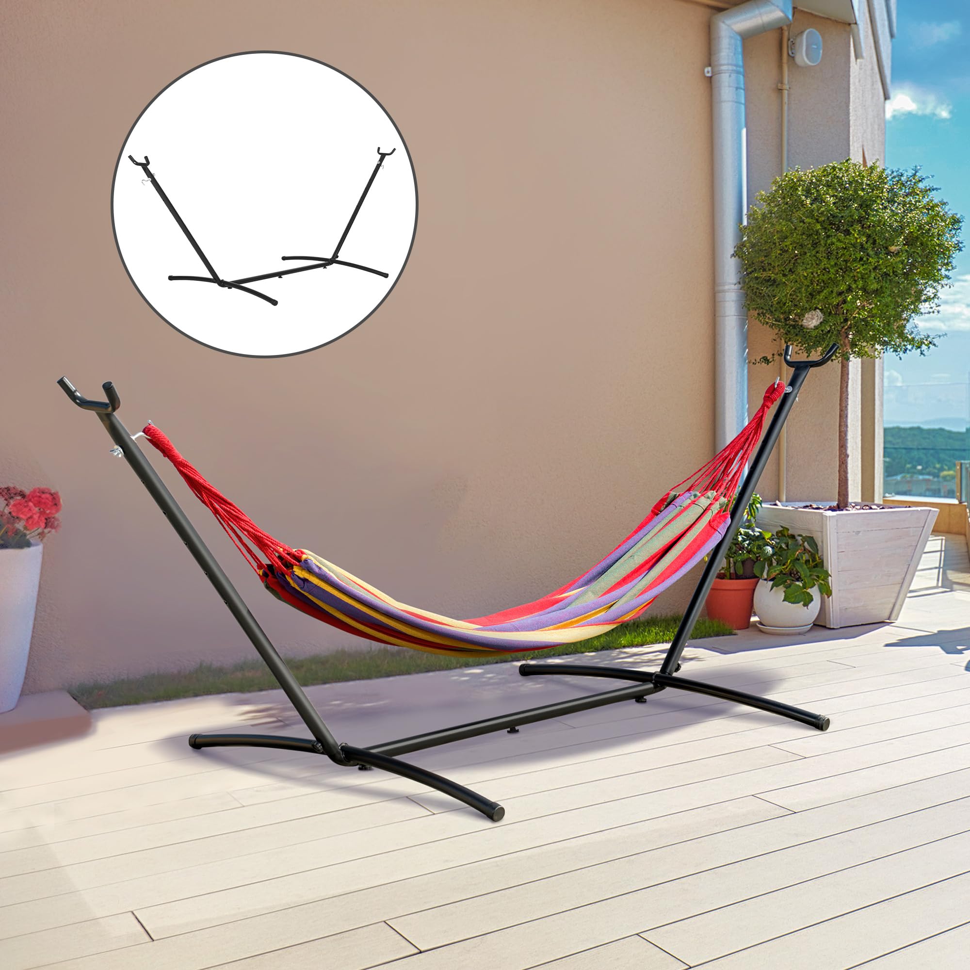 Outsunny Supporto Struttura Portante Max.120Kg per Amaca Regolabile 280x120x110cm Nero