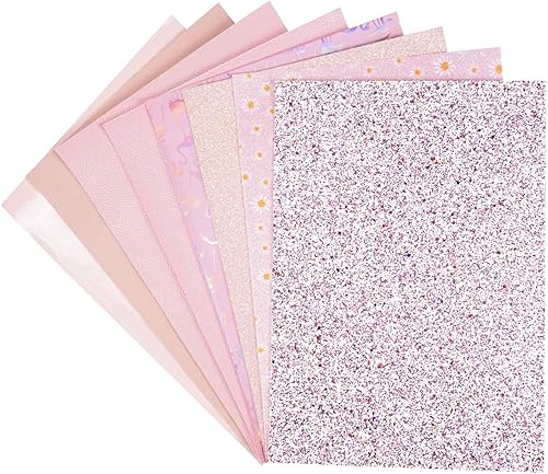 Miniatura 3 de 8 hojas de cuero sintético de 8 x 12 pulgadas, color rosa claro, margaritas finas y gruesas, patente metálica, Litchi, tela de cuero holográfica de
