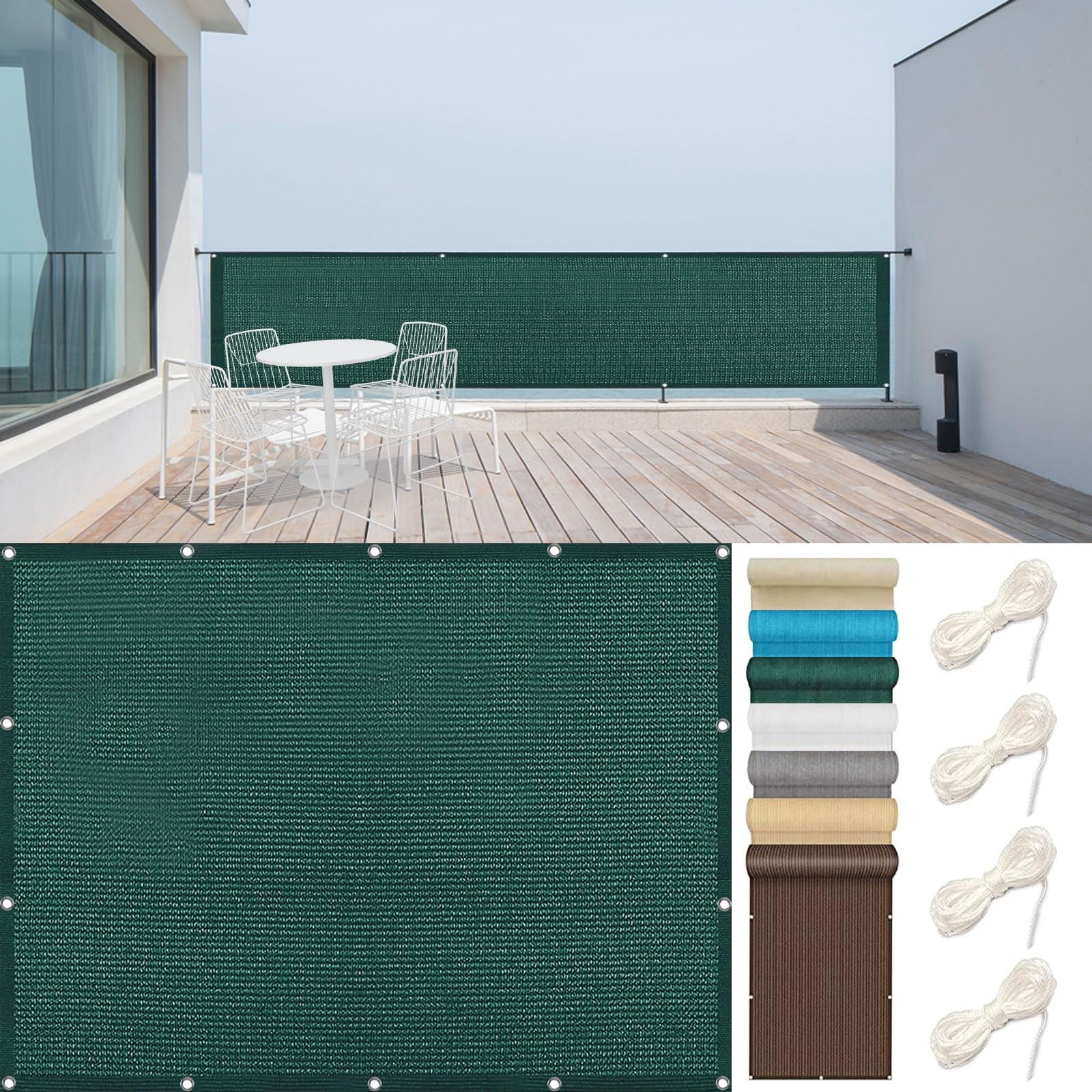 Brise vue balcon exterieur protection UV HDPE vert fonce occultant