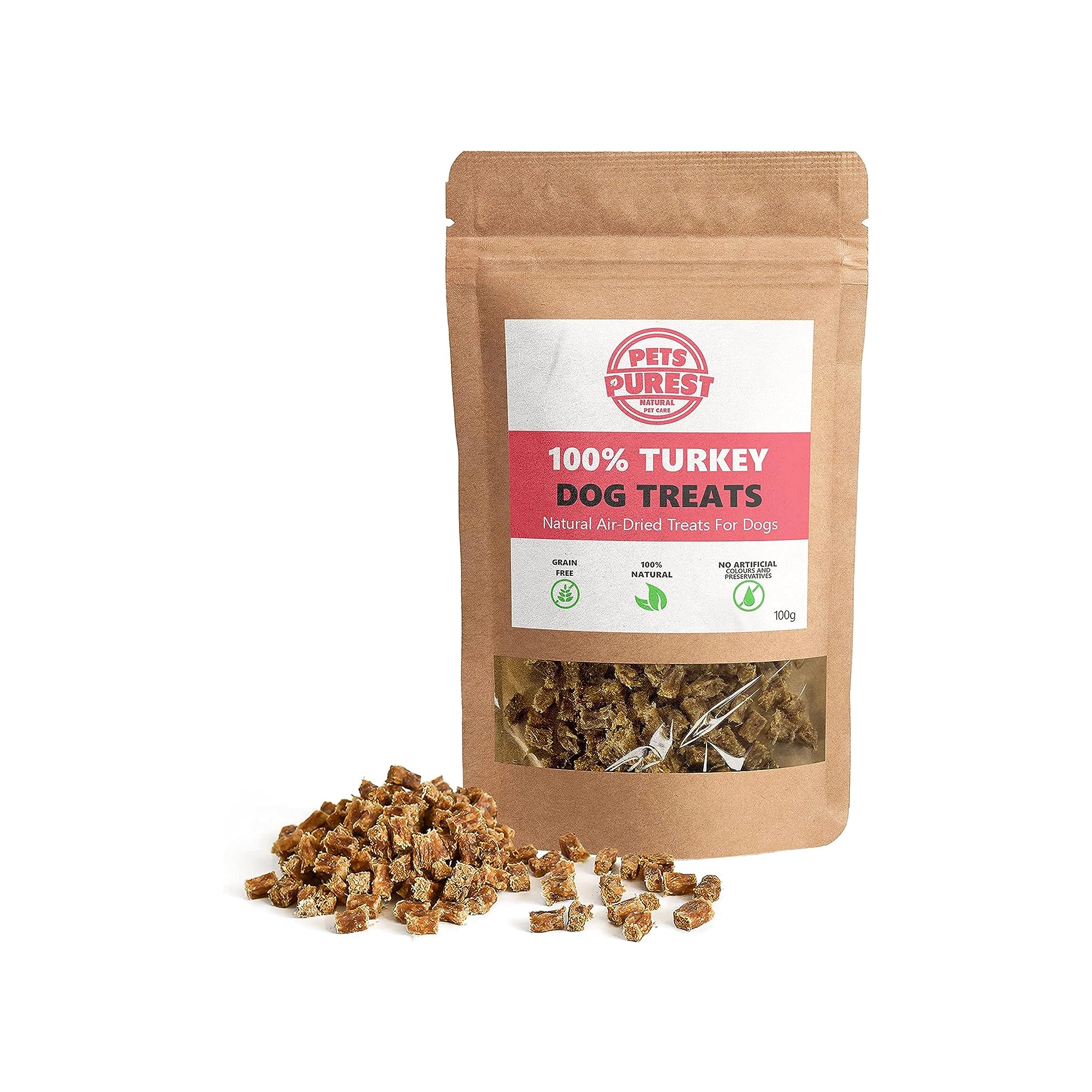 Pets Purest Golosinas Naturales para Perros con 100% Pavo - Sabrosos Bocaditos de Entrenamiento Hipoalergénicos, Sin Cereales, Bajos en Grasa y Altos en Proteína para Perros, Cachorros y Mayores