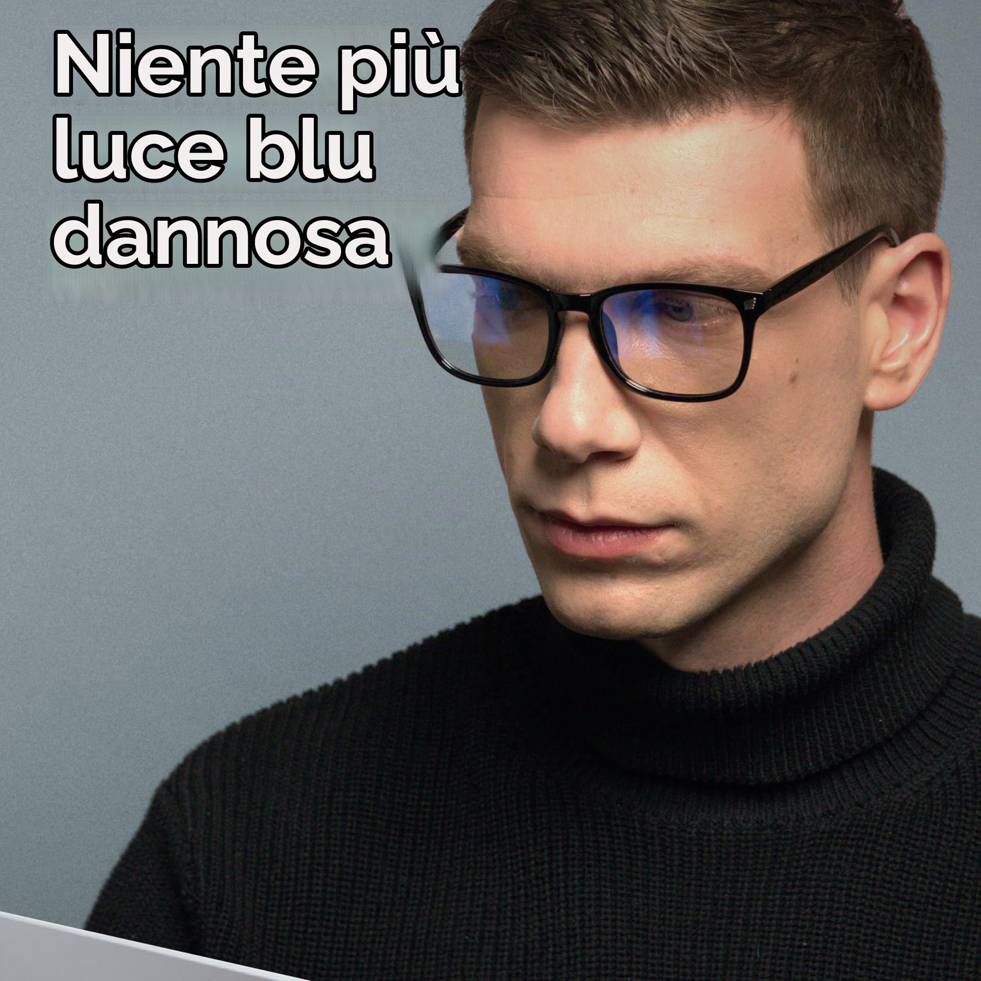 GaoyeGlasses Occhiali da gioco antiradiazione UV per computer, bloccano il blu, stile fashion, compatibili con donne e uomini (nero brillante), trasparenti, M