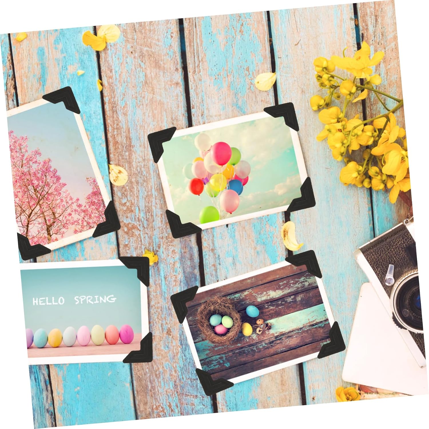 SEWACC 10sheets Self-Adhesive Photo Corners of Scrapbook Mounting Stickers for Photos Easy Peel Stick for Albums and Journals Adhesive