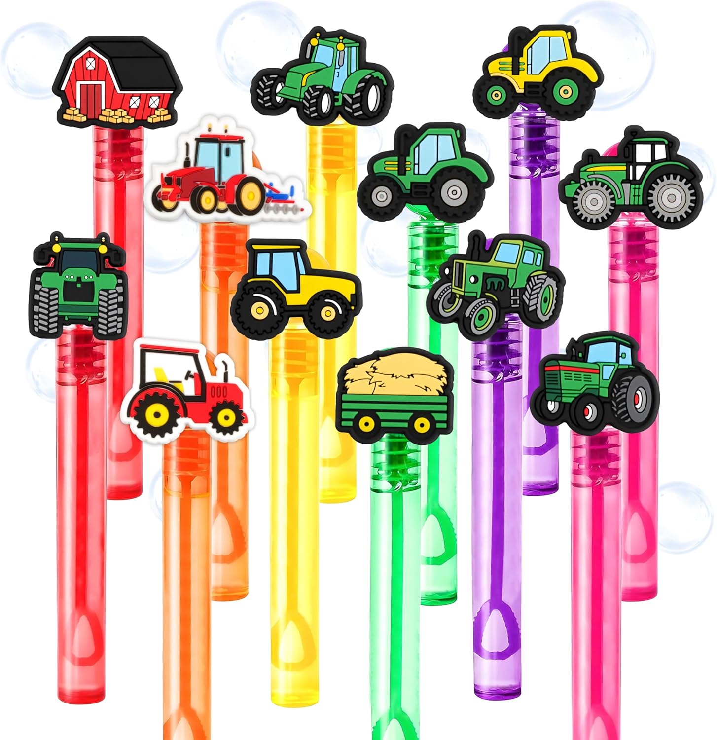 Tractor Party Favors for Kids – 24PCS Farm-Themed Bubble Wands, Great for Birthday Supplies, Pinata Fillers, Goodie Bags & Classroom Rewards