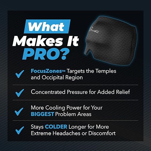 Miniatura 2 de TheraICE - Gorra de alivio del dolor de cabeza para migraña, gorro de terapia fría y caliente, gorra de alivio de migraña, máscara de bolsa de hielo