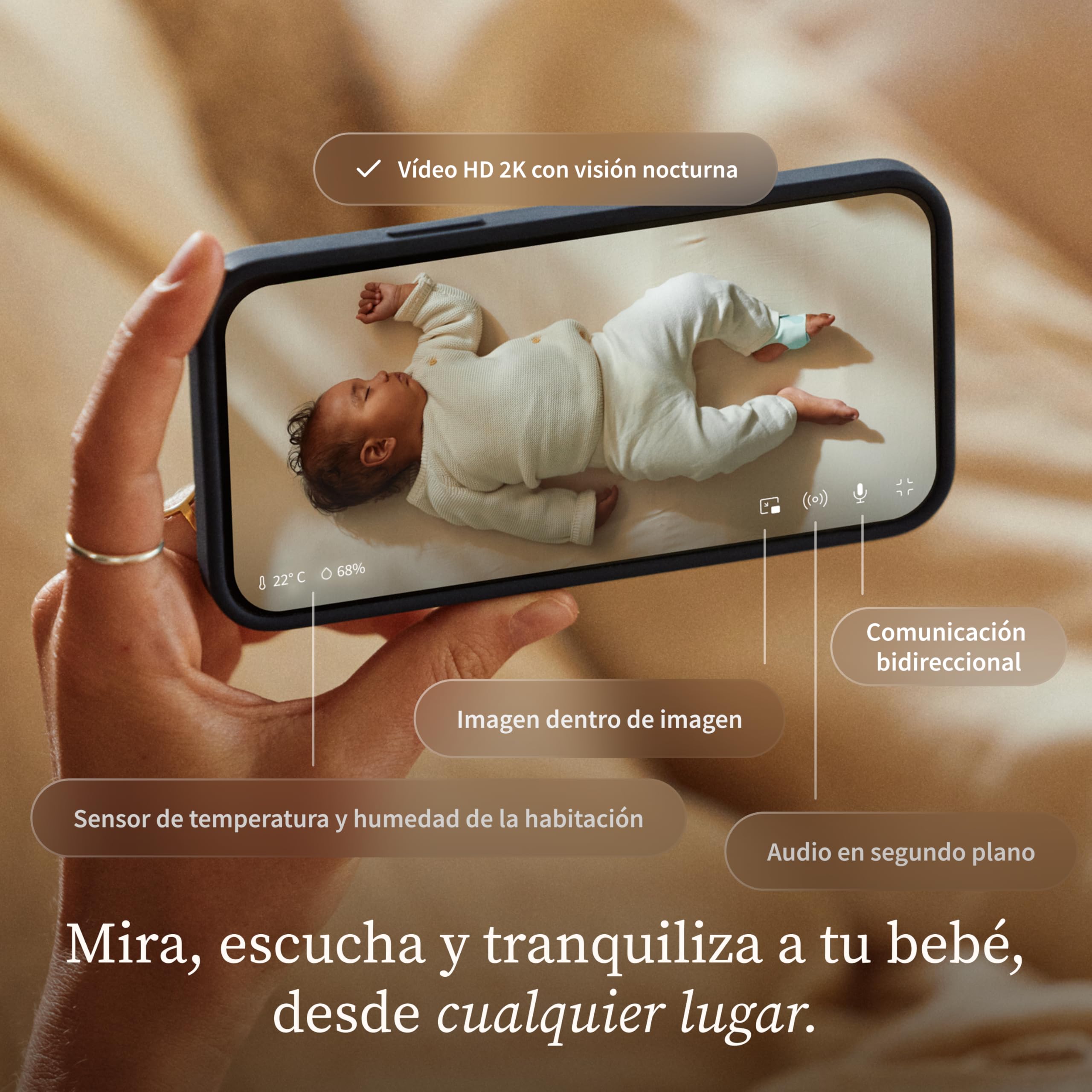 Owlet Dream Sight - Vigilabebés Inteligente con cámara HD, alertas llanto, Movimiento y Sonido, monitorización de Temp. + Humedad