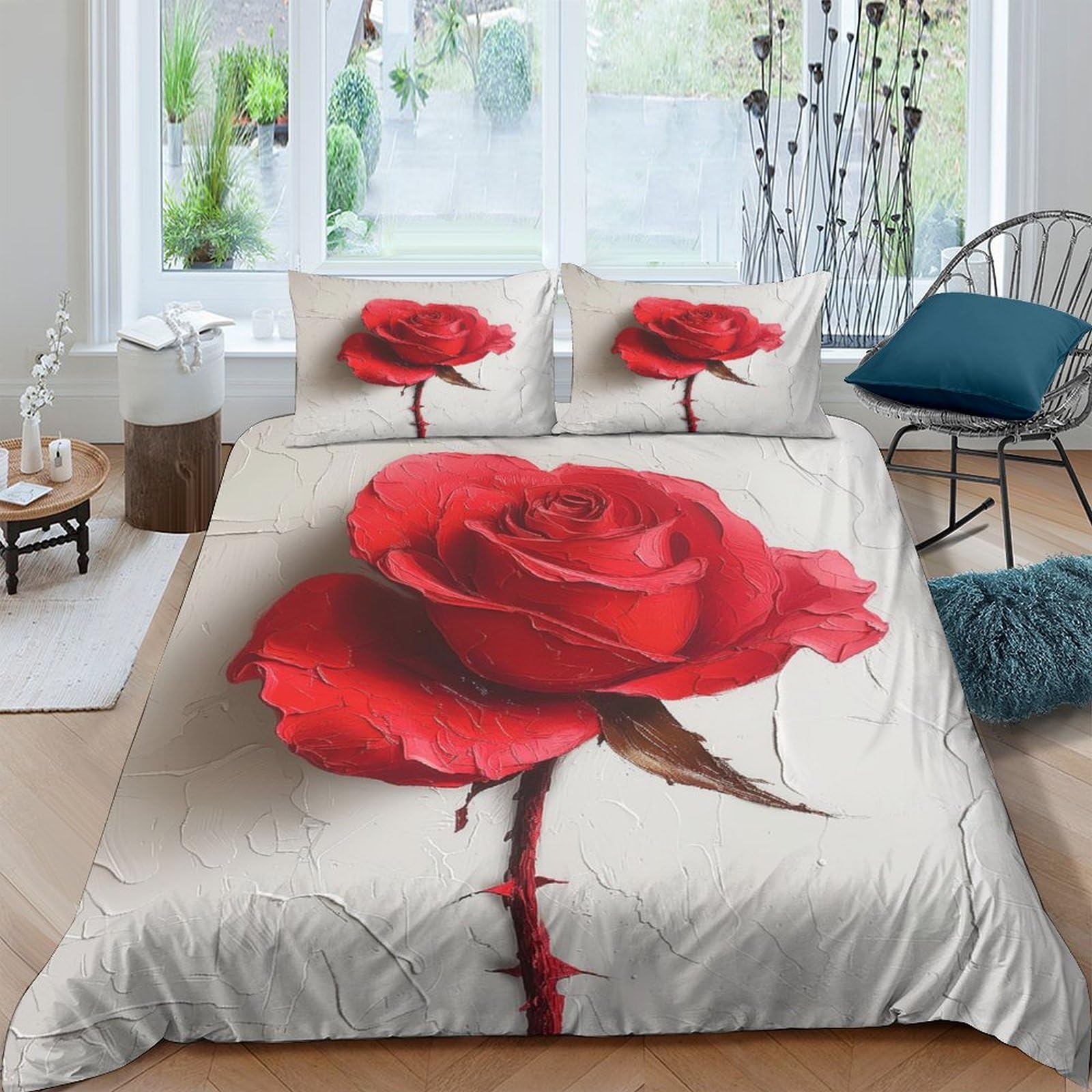 Ensemble de literie microfibre super douce motif roses 3D 200x200