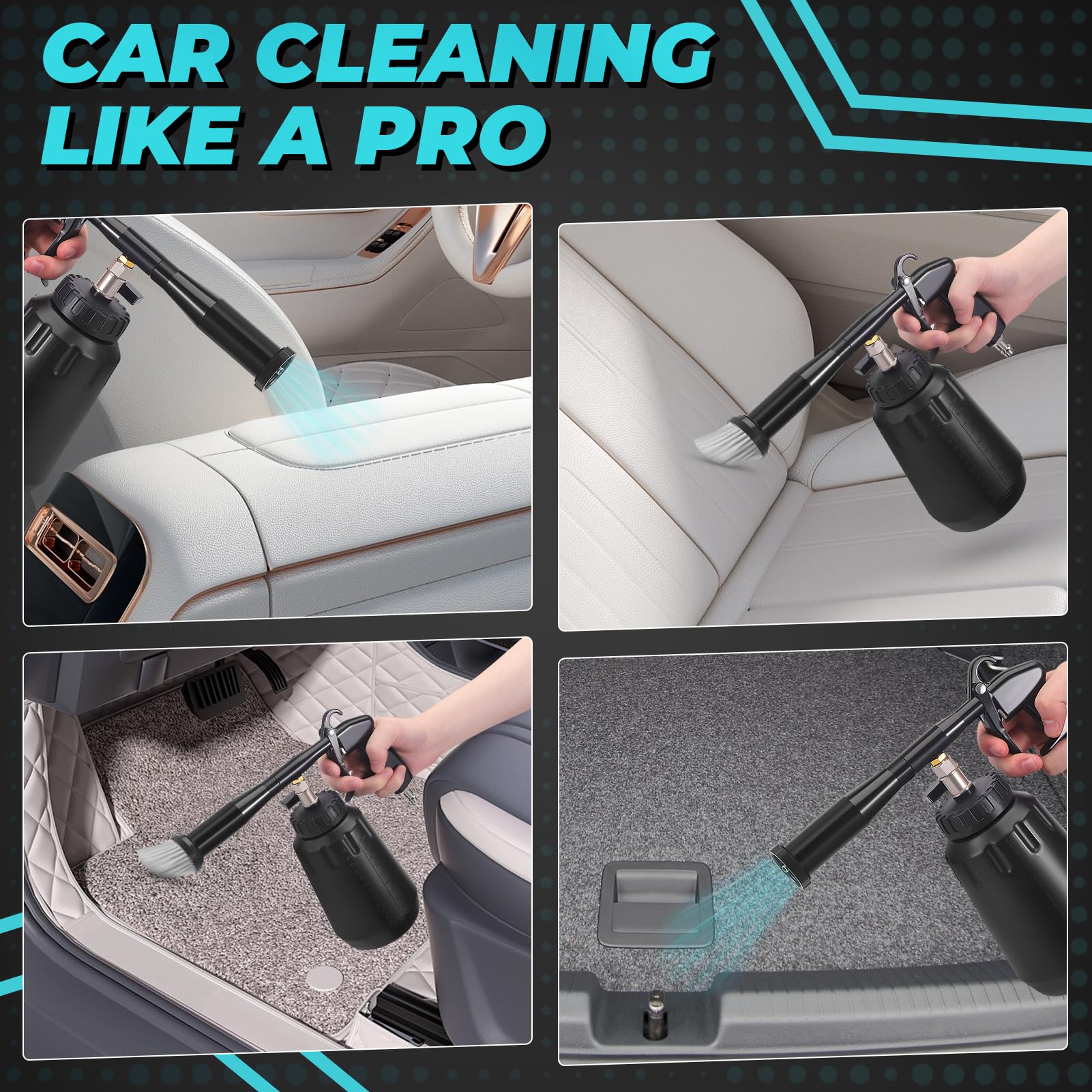 Pistolet De Nettoyage à air comprimé avec kit d'accessoires,pistolet de nettoyage,nettoyeur à air comprimé,nettoyeur d'intérieur,de lavage soufflage automobile