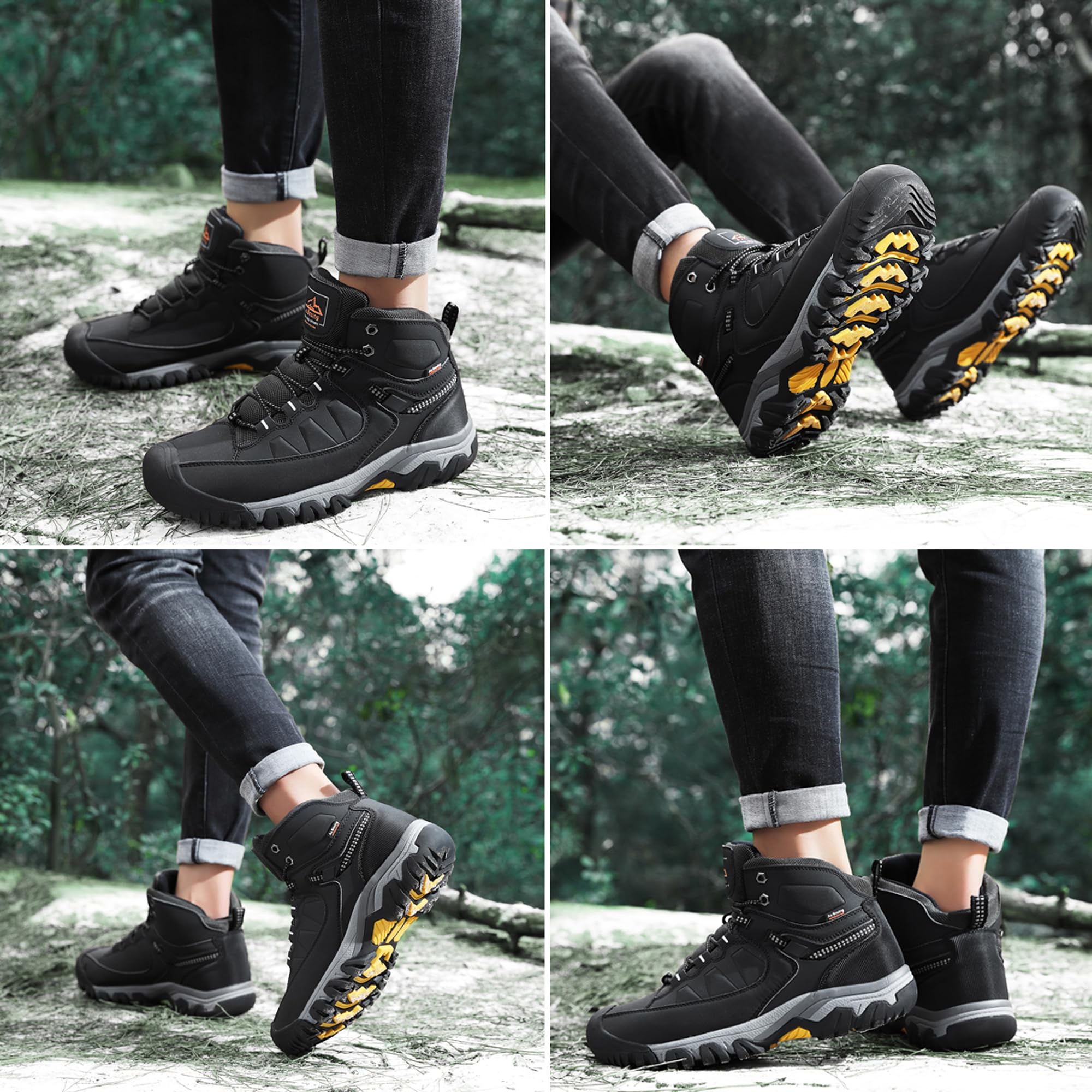 AX BOXING Scarpe Uomo Invernali Caldo Fodera Stivali Antiscivolo Scarponcini Uomo Invernali Scarpe Trekking Stivaletti Taglia 41-46 EU