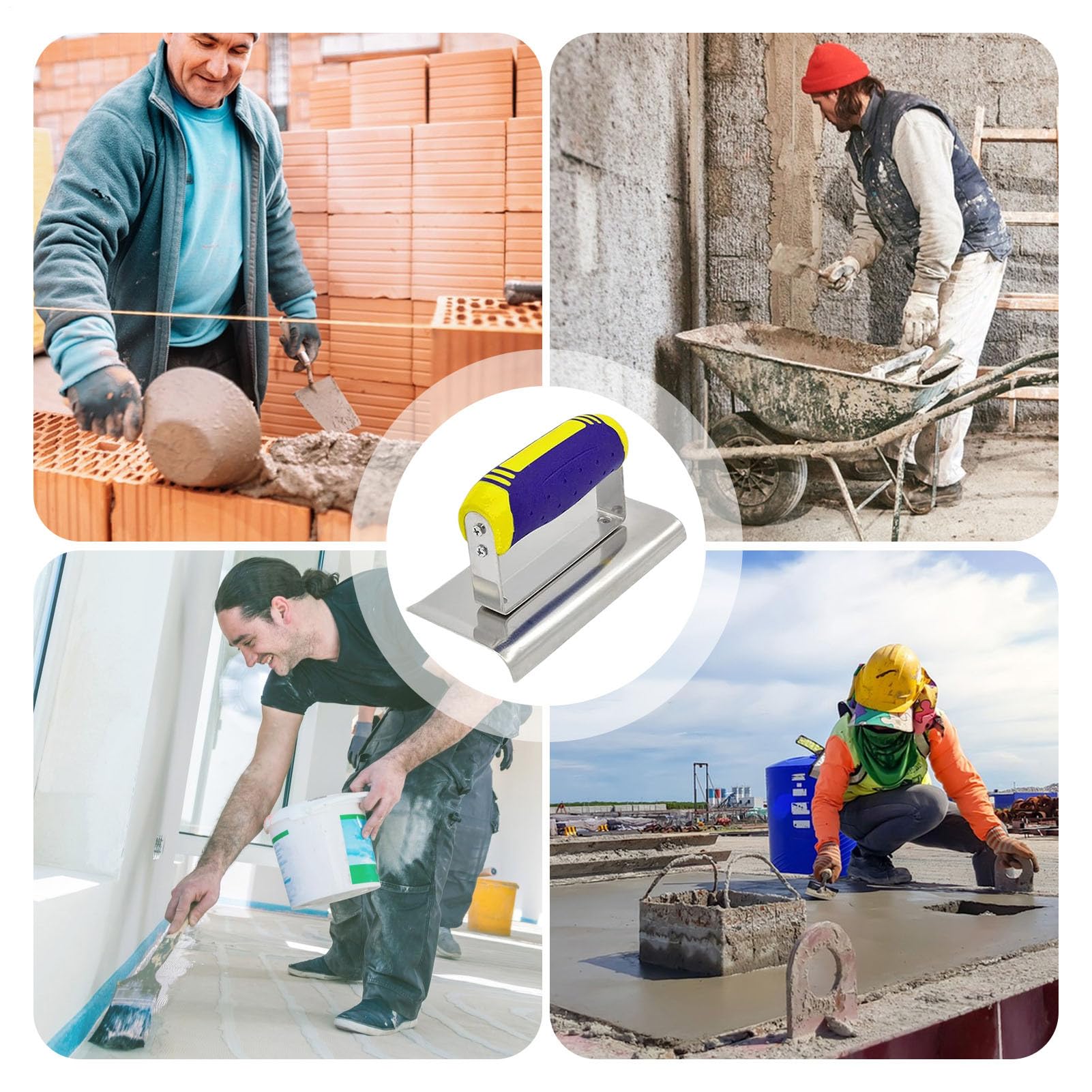 Fer à bordure en béton – en acier inoxydable, construction sans rivet | Poignée ergonomique, façonnage d'angle de précision, bordure lisse, finition décorative pour trottoir, dalle d' de