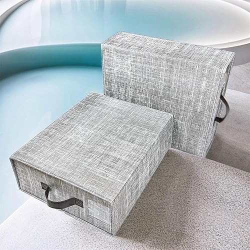 Home Décor Bed Sheet Organizers and Storage Box With Sturdy Leather Handle High Load-bearing Capacity 2-Pack Foldable Sheet Organizer For Linen