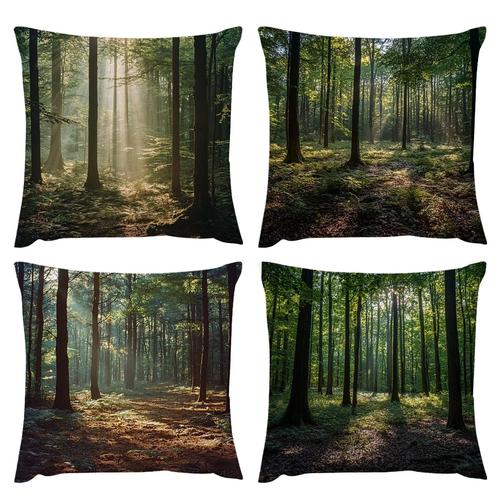 Housses de coussin imperméables motif forêt 35x35 cm poésie d'automne pour canapé