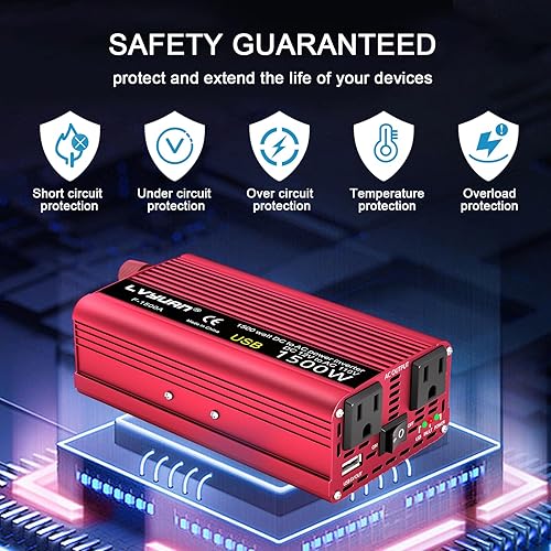 Vista 18 de Inversor de corriente del vehículo del coche 800W/2000W (pico) DC-AC 12V-110V convertidor fuente de alimentación