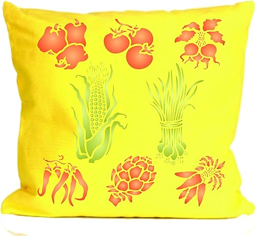 Miniatura 3 de Plantilla para verduras, 6.5 x 6.5 pulgadas (S)  Maíz, Tomate, Rábano, Pimienta, Chile, Zanahoria, Espárragos, Cebolletas Vegetales Plantillas para